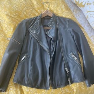 All Saints leather jacket in grey